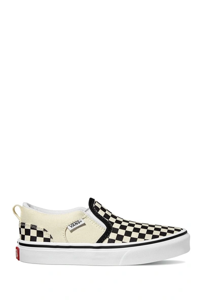 Vans Kids' Asher V Slip On Checkerboard Sneaker In Black/true White |  ModeSens