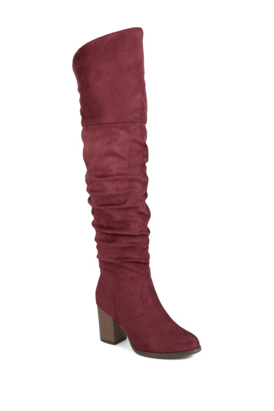 Shop Journee Collection Journee Kaison Ruched Tall Boot In Wine