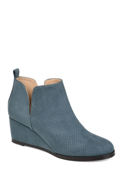 Journee Collection Mylee Perforated Wedge Bootie In Blue