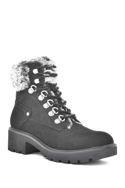 Shop White Mountain Footwear Deserve Faux Fur Hiker Boot In Black/fabric