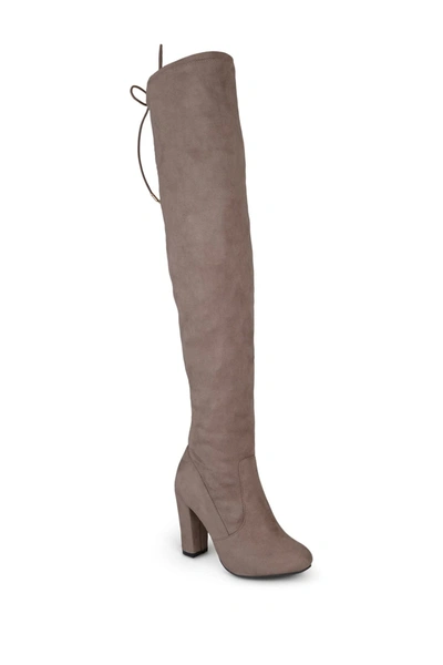 Shop Journee Collection Maya Over-the-knee Boot In Taupe