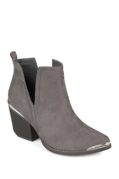 Shop Journee Collection Issla Metal Trim Bootie In Grey