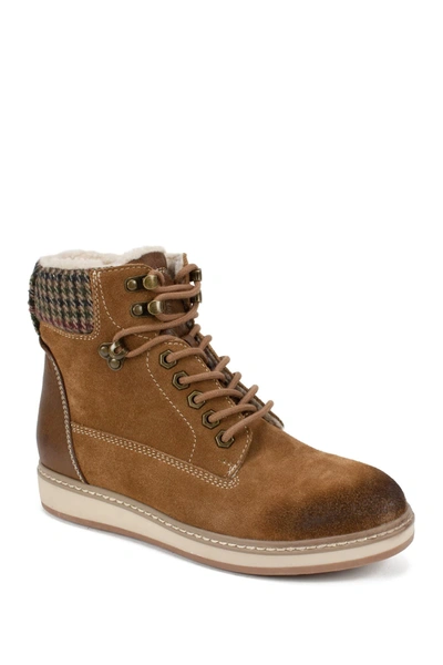 Shop White Mountain Footwear Theo Suede Lace-up Faux Shearling Lined Boot In New Chestnut/suede