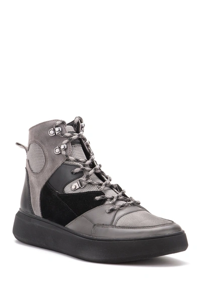 Hybrid Green Label Globetrotter Leather Mid Sneaker In Grey