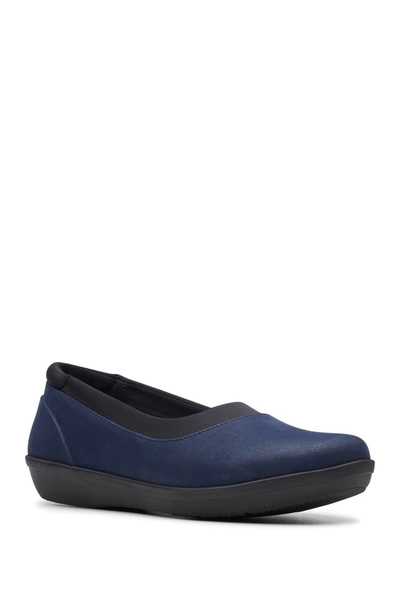 Shop Clarks Ayla Pure Flat In Navy Synth