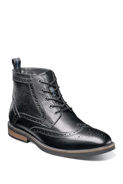 Shop Nunn Bush Odell Leather Wingtip Chukka Boot In Black Tumble