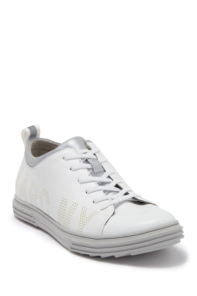 Shop Andrew Marc Logo Perforated Sneaker In White