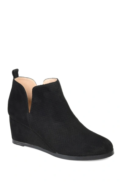 Shop Journee Collection Mylee Perforated Wedge Bootie In Black