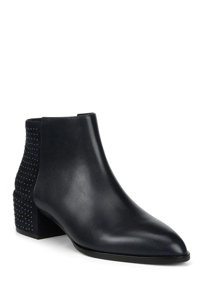 Shop Donald Pliner Devasp Leather & Suede Studded Bootie In Navy