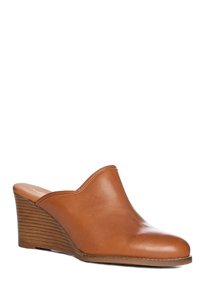 Shop Andre Assous Sagina Embossed Leather Genuine Shearling Lined Mule In Cognac