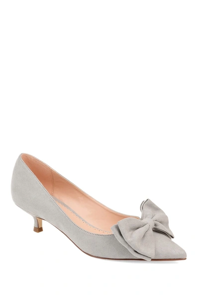 Shop Journee Collection Journee Orana Bow Kitten Heel Pump In Grey