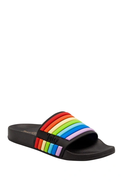 Shop Juicy Couture Wynnie Rainbow Slide In Black Rainbow Multi