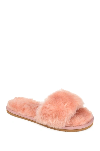 Shop Journee Collection Dawn Faux Fur Slipper In Rose