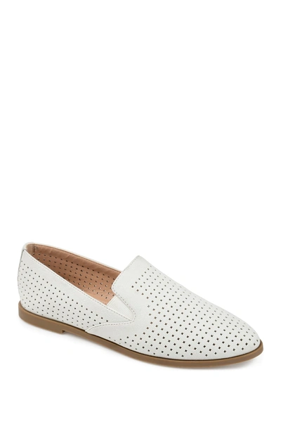 Shop Journee Collection Lucie Perforated Flat Loafer In White