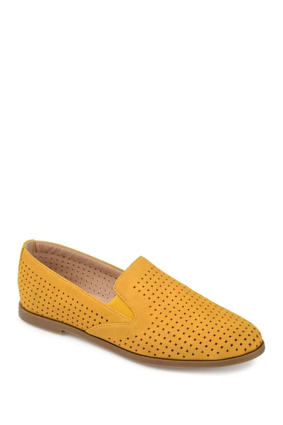 Shop Journee Collection Lucie Perforated Flat Loafer In Mustard