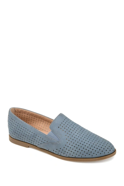 Shop Journee Collection Lucie Perforated Flat Loafer In Blue