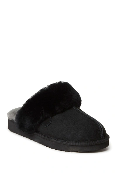 Shop Fireside By Dearfoams Sydney Water Resistant Genuine Shearling Scuff Slipper In Black