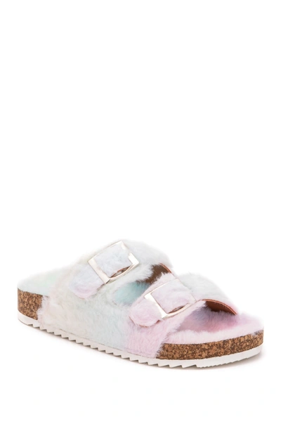 Shop Olivia Miller Faux Fur Buckle Sandal In Pastel Rai