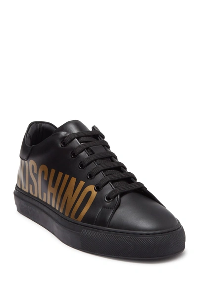 Shop Moschino Logo Print Tennis Sneaker In Black