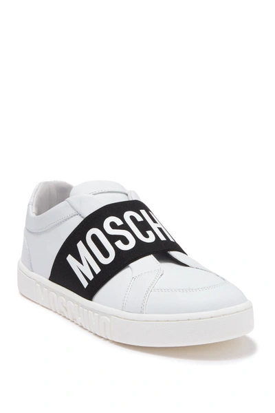 Shop Moschino Logo Print Tennis Sneaker In White