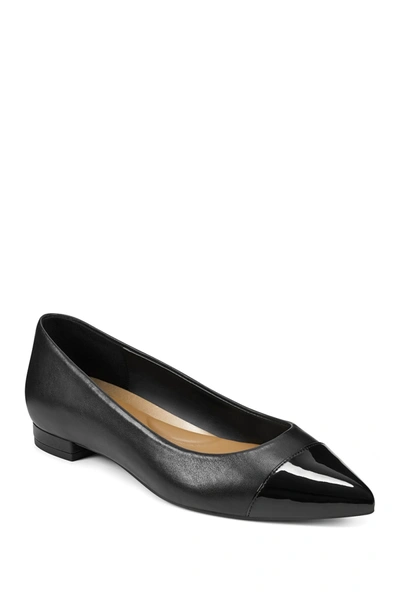 Shop Aerosoles Farmingdale Leather Skimmer Flat In Black Leather