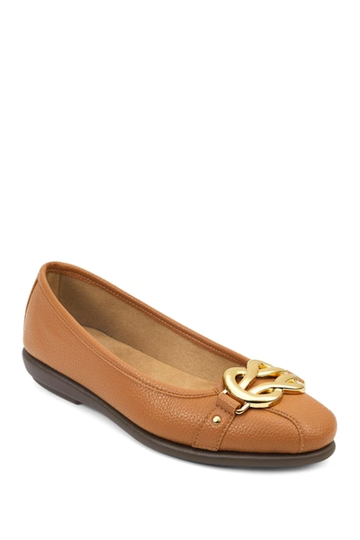 Shop Aerosoles Big Bet Pebbled Flat In Tan