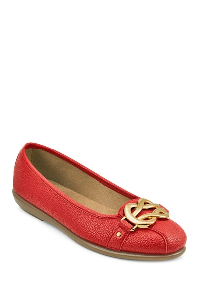 Shop Aerosoles Big Bet Pebbled Flat In Red