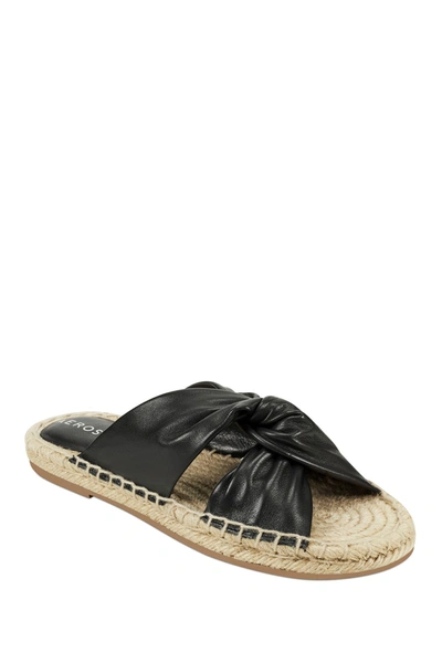 Shop Aerosoles Paramus Leather Espadrille Slide Sandal In Black Leather