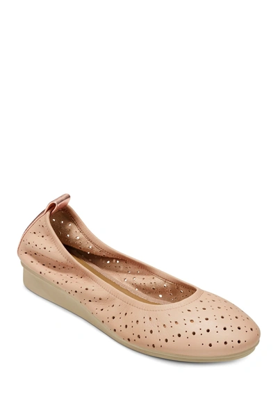 Shop Aerosoles Wooster Perforated Leather Ballet Flat In Lt Pink Leather