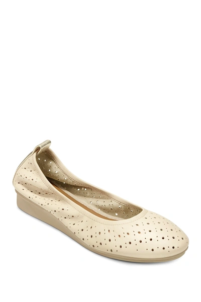Shop Aerosoles Wooster Perforated Leather Ballet Flat In Bone Leather