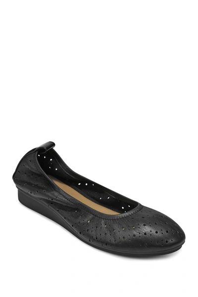 Shop Aerosoles Wooster Perforated Leather Ballet Flat In Black Leather