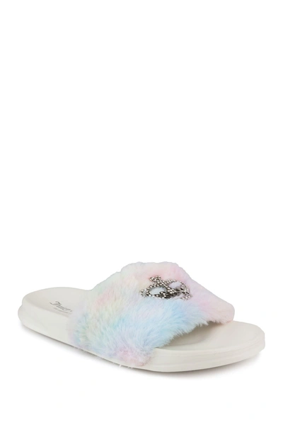 Shop Juicy Couture Windy Faux Fur Sandal Slide In Tie Dye