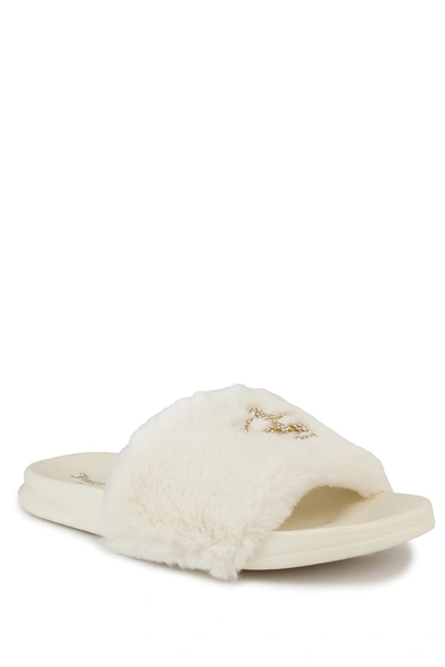Shop Juicy Couture Windy Faux Fur Sandal Slide In Ivory