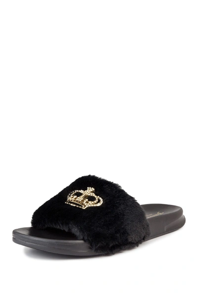 Shop Juicy Couture Windy Faux Fur Sandal Slide In Black