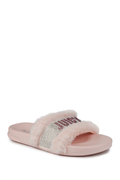 Shop Juicy Couture Steady Faux Fur Sandal Slide In Blush