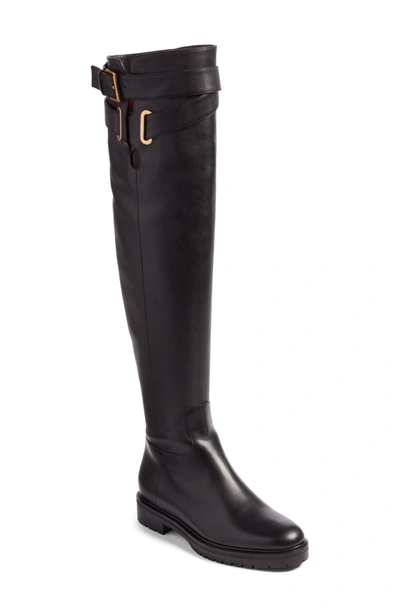 Shop Valentino Over-the-knee Leather Boot In 0no Black