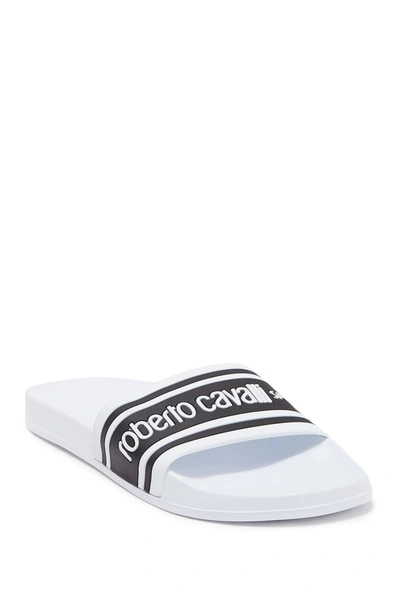 Shop Roberto Cavalli Sport Slide Sandal In Optic White