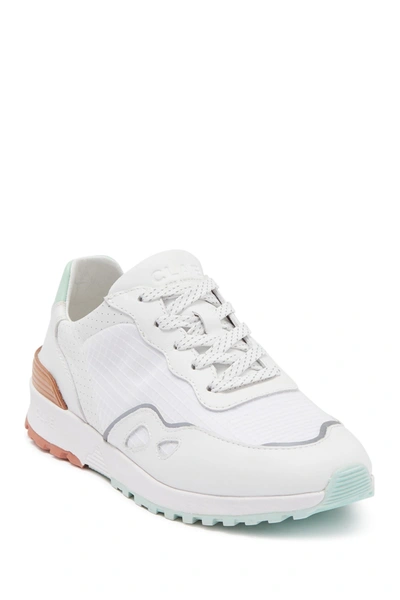 Shop Clae Hayden Sneaker In White Milled Leather Ripstop