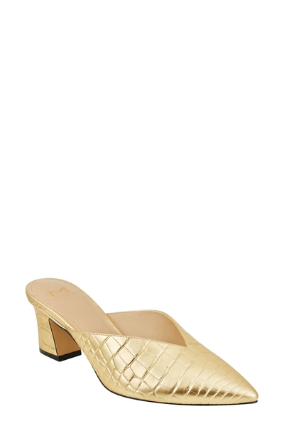 Shop Marc Fisher Ltd Bancy Pointed Toe Mule In Gold Leather