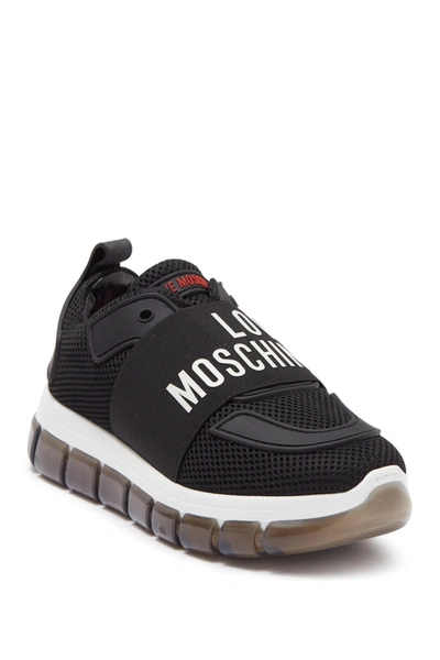 Shop Love Moschino Tassel Platform 50 Mesh Sneaker In Rete Nero