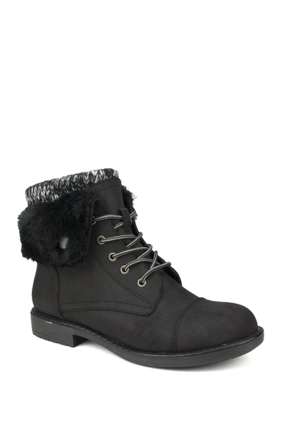 Cliffs By White Mountain Duena Faux Shearling Trimmed Hiking Boot In Blackmulti/fabric