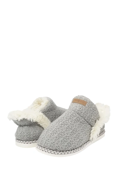 Shop Gaahuu Textured Knit Faux Fur Ankle Slipper Boot In Grey