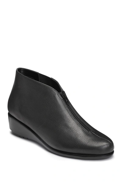 Shop Aerosoles Allowance Suede Ankle Bootie In Black Leather