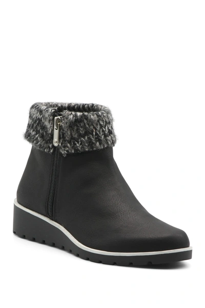 Shop Adrienne Vittadini Trapeza Sweater Cuff Suede Bootie In Black-ts