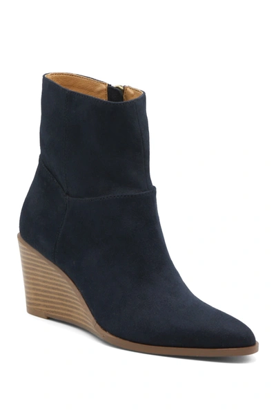 Shop Adrienne Vittadini Vito Suede Wedge Bootie In Navy-sd