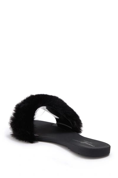 Shop Chinese Laundry Midnight Faux Fur Slide Sandal In Black