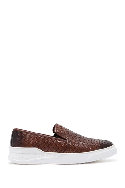 Shop Sepol Asbury Woven Leather Slip-on Sneaker In Tan Woven