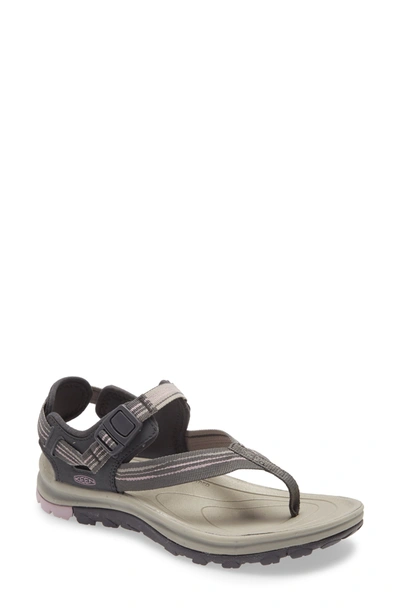 Shop Keen Terradora Ii Sandal In Grey/ Dawn Pink Faux Leather