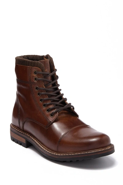 Shop Crevo Regent Cap Toe Leather Lug Boot In Chestnut