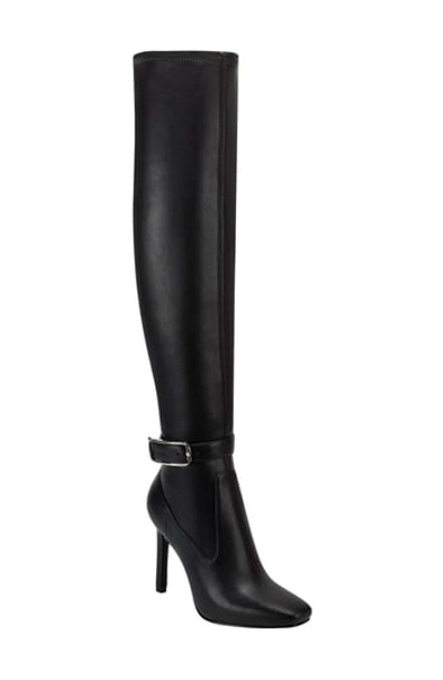 Shop Marc Fisher Ltd Caia Buckle Over-the-knee Boot In Blkll
